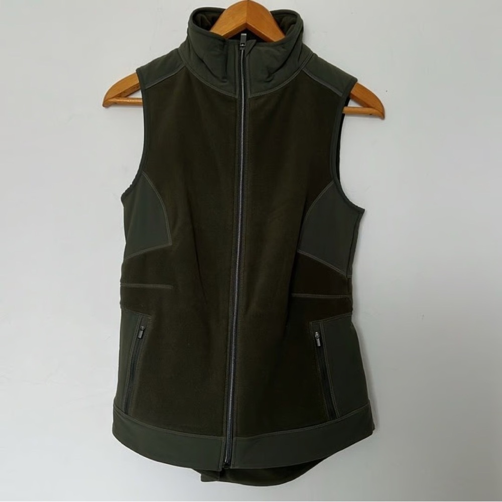 Athleta Vest Womens‎ Small Green Outlander Fleece Zip Up